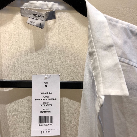 Helmut Lang white cotton/silk combo shirt NWT - Picture 4 of 5